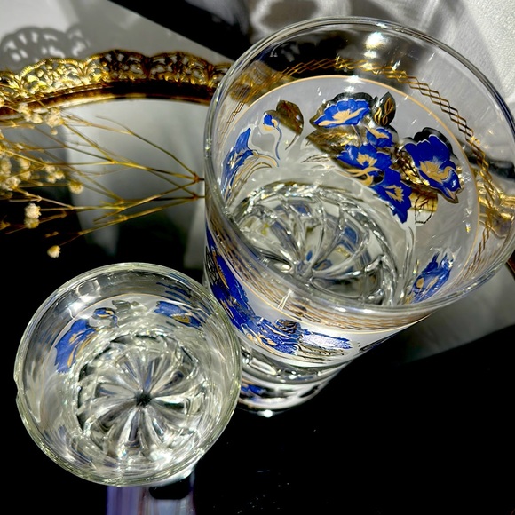 Vintage Devalbor Cerve Italy Frosted Glass Ice Bucket & Drink Glass Set of 2 - Picture 6 of 12